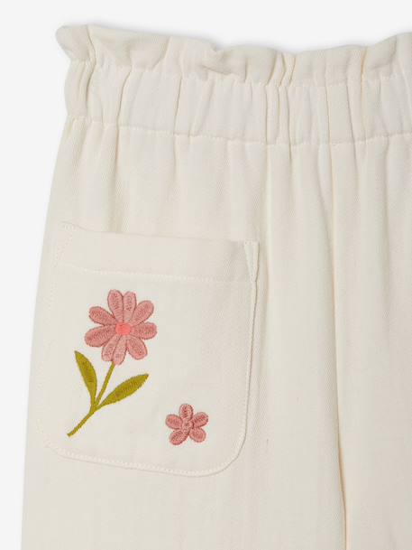 Wijde broek voor meisjes van katoenen gaas ecru - vertbaudet enfant 
