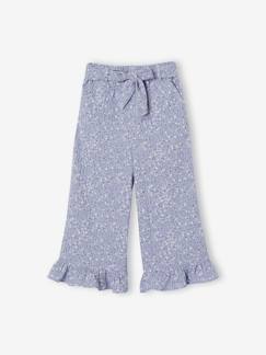 -Korte broek voor meisjes met ruches van katoenen gaas