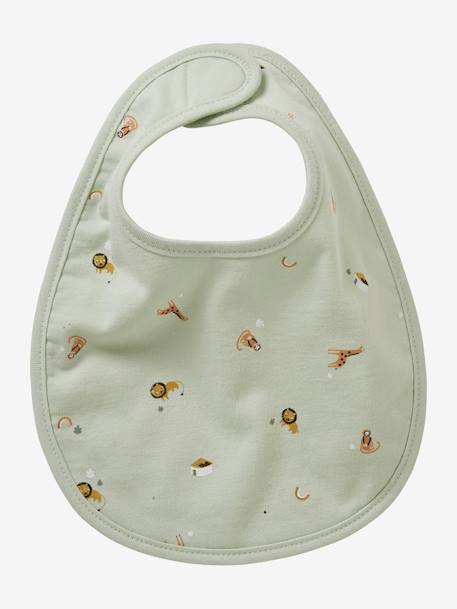 Set van 7 babyslabbetjes beige, bedrukt+blauwgroen+Egel+jungle wit+lichtroze+touw - vertbaudet enfant 