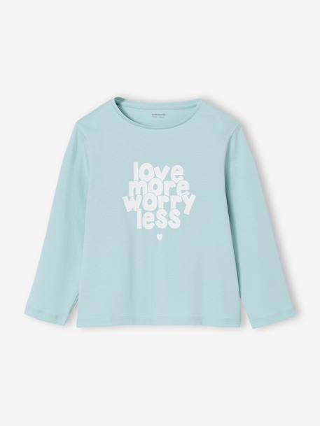 Set van 3 BASICS meisjesshirts met lange mouwen antraciet+ecru+grijsblauw+indigoblauw+koraal+rozen+zachtpaars - vertbaudet enfant 