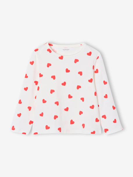 Set van 3 BASICS meisjesshirts met lange mouwen antraciet+ecru+grijsblauw+indigoblauw+koraal+rozen+zachtpaars - vertbaudet enfant 