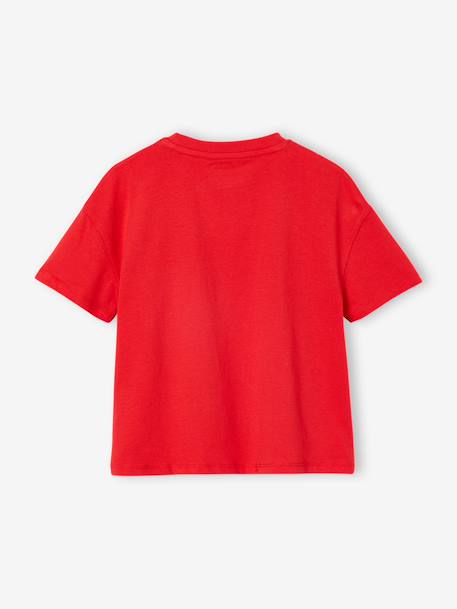 Effen Basics meisjesshirt met korte mouwen abrikoos+rood+snoepjesroze - vertbaudet enfant 
