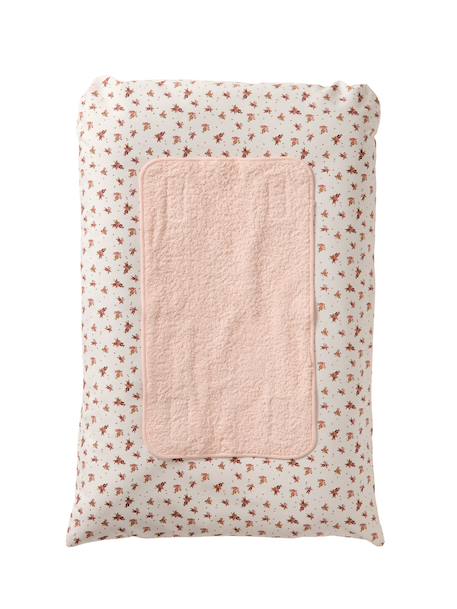 Personaliseerbare aankleedkussenhoes HANOÏ beige, bedrukt+ecru / bladgroen+meerkleurig+saliegroen - vertbaudet enfant 