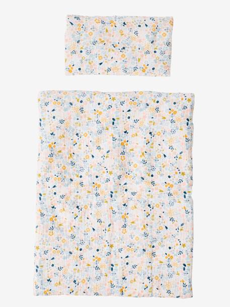 Deken + kussensloop pop van katoengaas beige+roze - vertbaudet enfant 