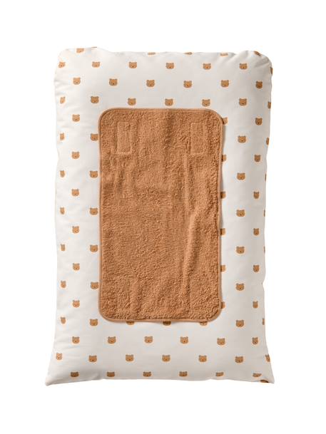 Personaliseerbare aankleedkussenhoes HANOÏ beige, bedrukt+ecru / bladgroen+meerkleurig+saliegroen - vertbaudet enfant 