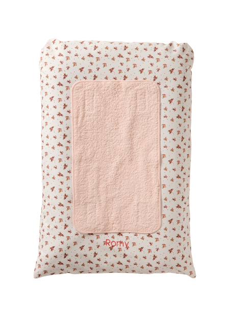 Personaliseerbare aankleedkussenhoes HANOÏ beige, bedrukt+ecru / bladgroen+meerkleurig+saliegroen - vertbaudet enfant 