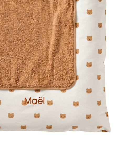 Personaliseerbare aankleedkussenhoes HANOÏ beige, bedrukt+ecru / bladgroen+meerkleurig+saliegroen - vertbaudet enfant 