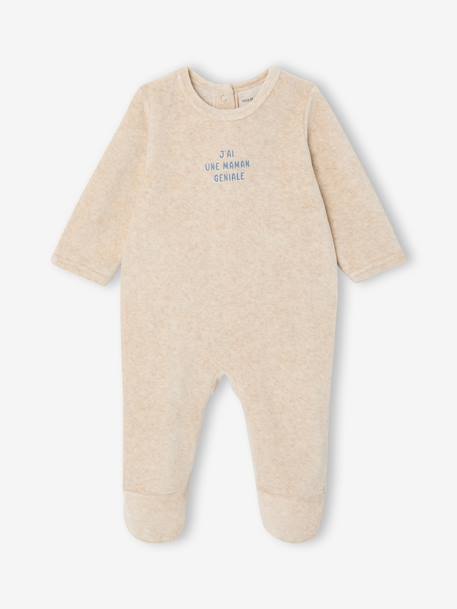 Set van 2 pyjama's voor babyjongens in fluweel / velours ijsblauw - vertbaudet enfant 