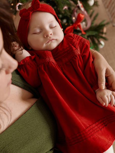 3-delige babypakje met jurk + haarband + panty in thema Kerst rood - vertbaudet enfant 