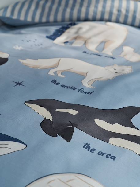 Bedset dekbedovertrek + kussensloop voor kinderen PÔLE NORD, met gerecycled katoen oceaanblauw - vertbaudet enfant 