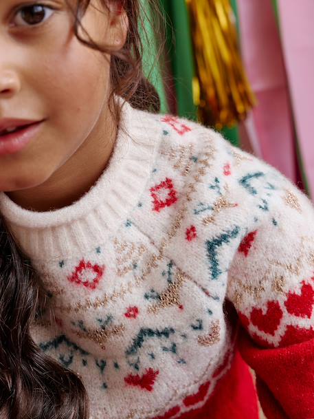 Jacquard trui voor meisjes met kerstthema rood - vertbaudet enfant 