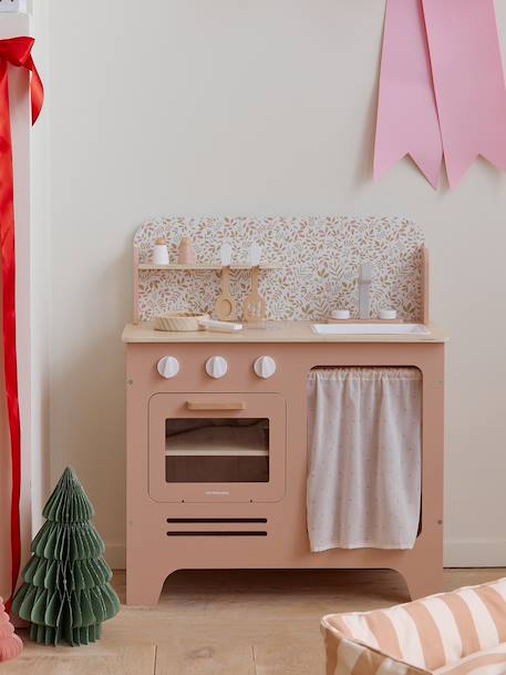 Houten keukentje met accessoires van FSC®-hout ecru+rozen+saliegroen - vertbaudet enfant 