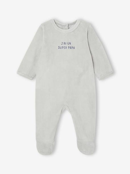 Set van 2 pyjama's voor babyjongens in fluweel / velours ijsblauw - vertbaudet enfant 