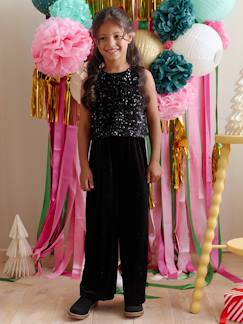 -Fluwelen jumpsuit met pailletten voor meisjes