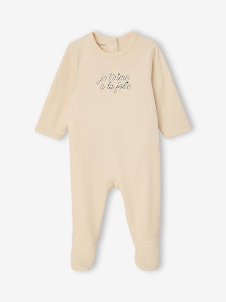 Set van 3 pyjama's baby van biologisch katoen beige+ecru+saliegroen - vertbaudet enfant 