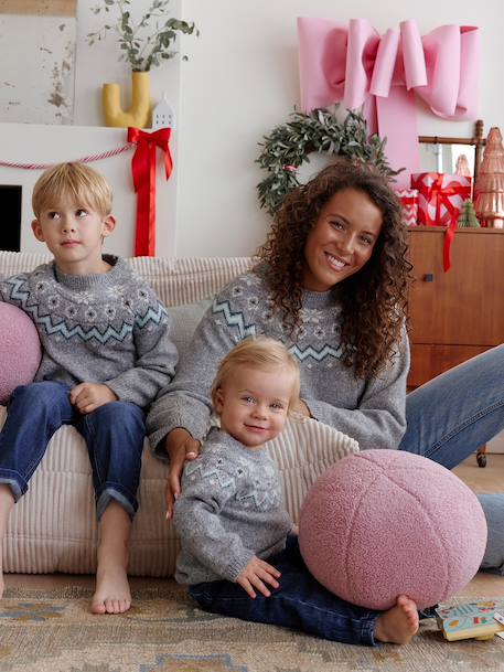Jacquard kersttrui voor baby's familie capsulecollectie gemêleerd grijs - vertbaudet enfant 
