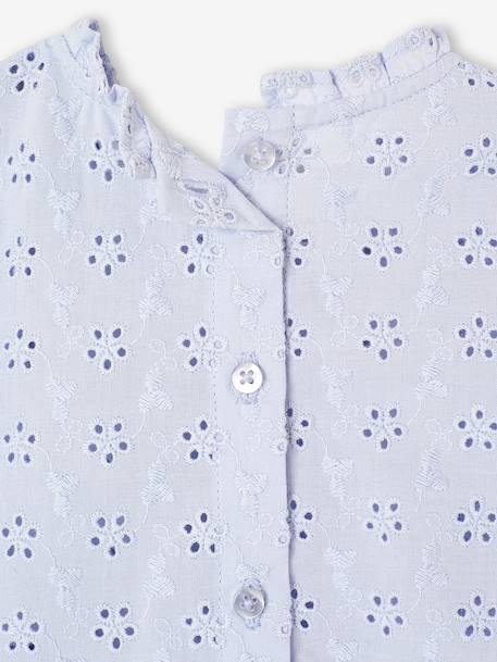 Meisjesblouse met ruches van Engels borduurwerk hemelsblauw+snoepjesroze+wit - vertbaudet enfant 