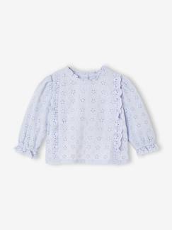 -Meisjesblouse met ruches van Engels borduurwerk