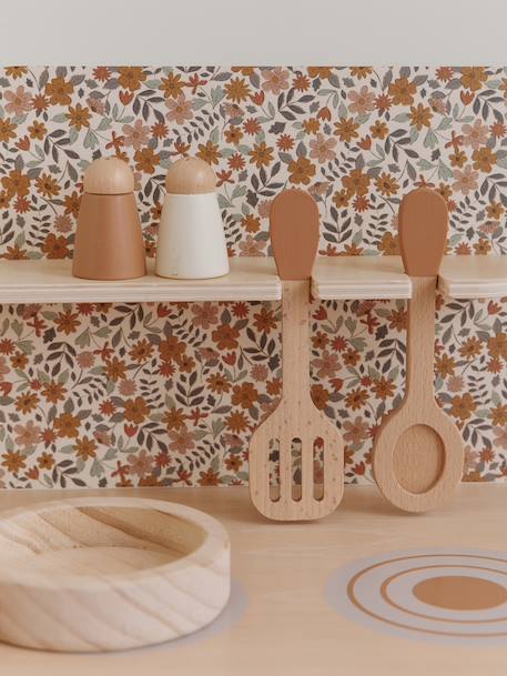 Houten keukentje met accessoires van FSC®-hout ecru+rozen+saliegroen - vertbaudet enfant 