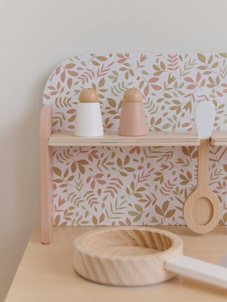 Houten keukentje met accessoires van FSC®-hout ecru+rozen+saliegroen - vertbaudet enfant 