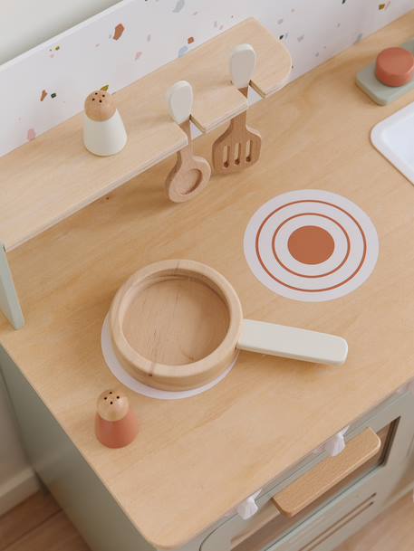 Houten keukentje met accessoires van FSC®-hout ecru+rozen+saliegroen - vertbaudet enfant 