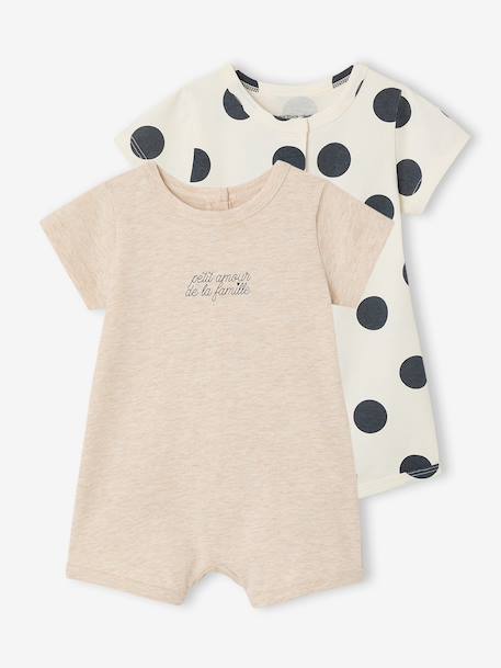 Babypakje met 2 combishorts van biologisch katoen gemêleerd beige - vertbaudet enfant 