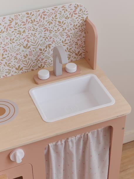 Houten keukentje met accessoires van FSC®-hout ecru+rozen+saliegroen - vertbaudet enfant 