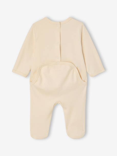 Set van 3 pyjama's baby van biologisch katoen beige+ecru+saliegroen - vertbaudet enfant 