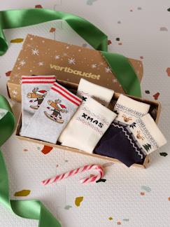 -Set van 3 paar kerstsokken voor jongens in bouclé gebreid