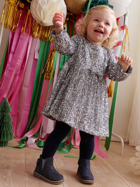 Festliches Baby Kleid mit Pailletten goud+zilver - vertbaudet enfant 