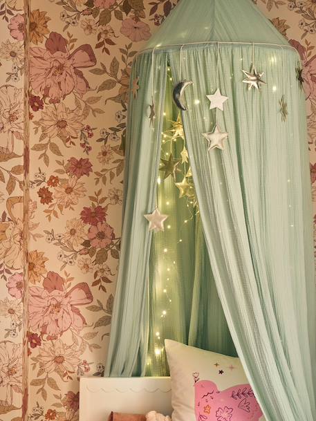 Katoengaas bedframe EAU DE ROSE beige (poederkleur)+kaneel+roze+saliegroen - vertbaudet enfant 