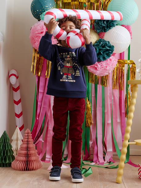 Sweater met kersenprint voor jongens marineblauw - vertbaudet enfant 