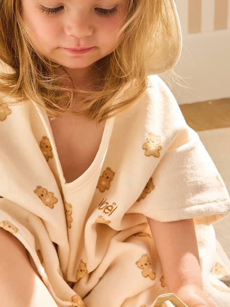 Personaliseerbare baby badponcho PETIT OURS, met gerecycled katoen wit, bedrukt - vertbaudet enfant 