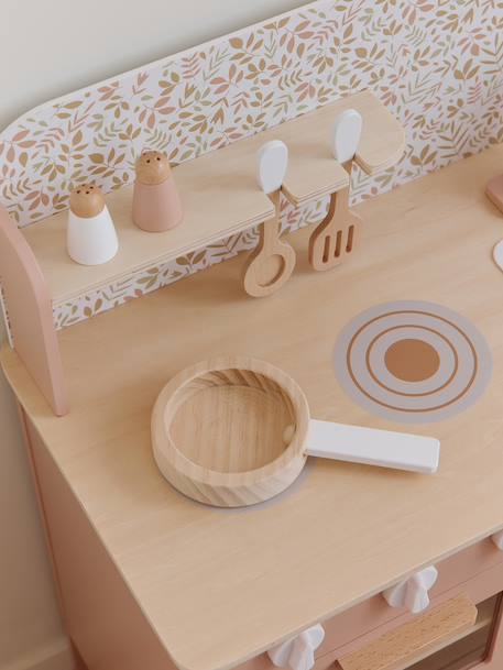 Houten keukentje met accessoires van FSC®-hout ecru+rozen+saliegroen - vertbaudet enfant 