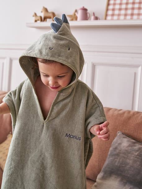 Badponcho baby personaliseerbaar Animal abrikoos+beige+lichtroze+okergeel+olijf - vertbaudet enfant 