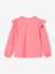 T-shirt BASICS met lange mouwen en ruches voor meisjes ecru+rozen - vertbaudet enfant 