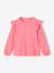 T-shirt BASICS met lange mouwen en ruches voor meisjes ecru+rozen - vertbaudet enfant 
