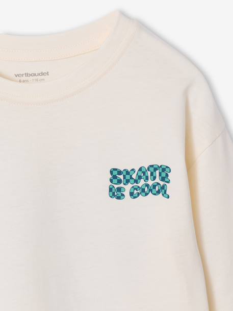 T-shirt met lange mouwen voor jongens ecru+leiblauw - vertbaudet enfant 