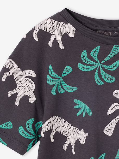 T-shirt jongens korte mouwen antraciet+ecru+wit - vertbaudet enfant 