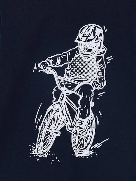 T-shirt voor jongens met print gemêleerd wit+grijsblauw+marineblauw - vertbaudet enfant 
