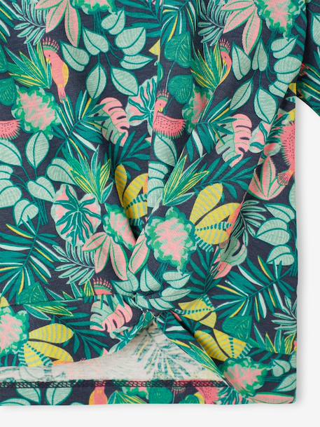 T-shirt met korte tropische mouwen met knoop lichtroze+marineblauw - vertbaudet enfant 