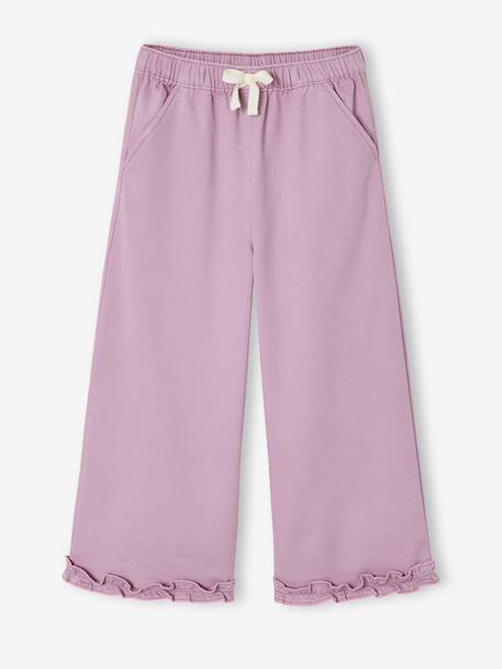 Wijde bermuda voor meisjes van lyocell kaki+lila - vertbaudet enfant 