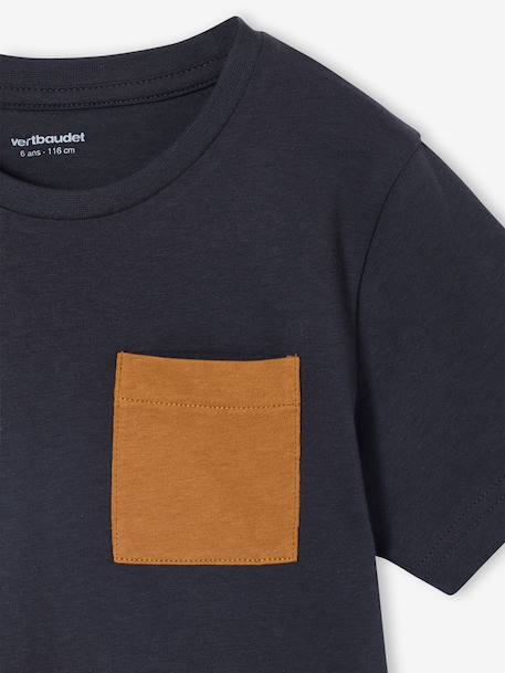 Set van 3 T-shirt met korte mouwen amandelgroen+karamel+marineblauw+pecannoot+petrolblauw+saliegroen - vertbaudet enfant 