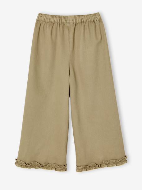 Wijde bermuda voor meisjes van lyocell kaki+lila - vertbaudet enfant 