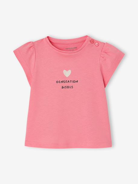 T-shirt babymeisje fantasie lichtblauw+rozen - vertbaudet enfant 