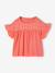 T-shirt meisjes met geborduurde details ecru+kaki+koraal - vertbaudet enfant 