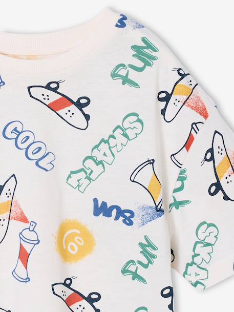T-shirt jongens korte mouwen antraciet+ecru+wit - vertbaudet enfant 