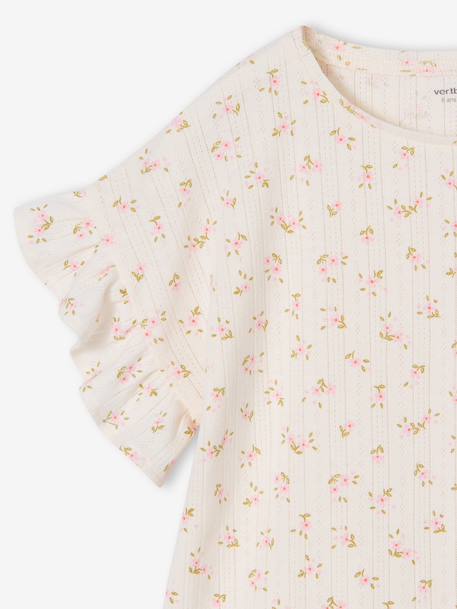 T-shirt voor meisjes van pointelle tricot ecru - vertbaudet enfant 
