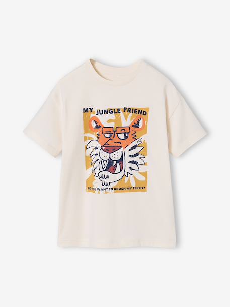 T-shirt jongen korte mouwen dieren dennen+ecru+wit - vertbaudet enfant 