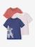 Set van 3 T-shirt met korte mouwen amandelgroen+karamel+marineblauw+pecannoot+petrolblauw+saliegroen - vertbaudet enfant 